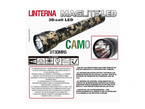 LINTERNA MAGLITE 3D LED CAMO - 26154 - MAGLITE