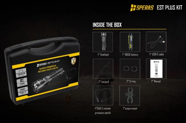 LINT SPERAS EST PLUS SFT40 2100 LM 726 MTS BAT. 18650 - SPERAS